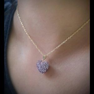 New Pink CZ Studded Heart pendant necklace